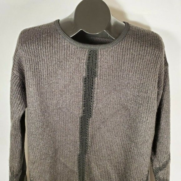 DEVOTED Colorblock Open Knit Sweater Medium Black Charcoal Long Sleeve Acrylic - Picture 5 of 10
